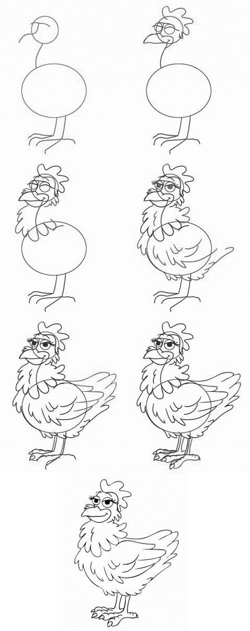 วิธีการวาดไก่?